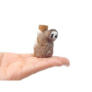Sloth Figurine Statue Decor Wood Animal